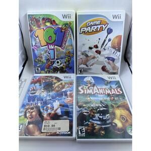 Nintendo Wii 4 Games Lot Party Collection Wipeout Game Simanimals 101 In 1